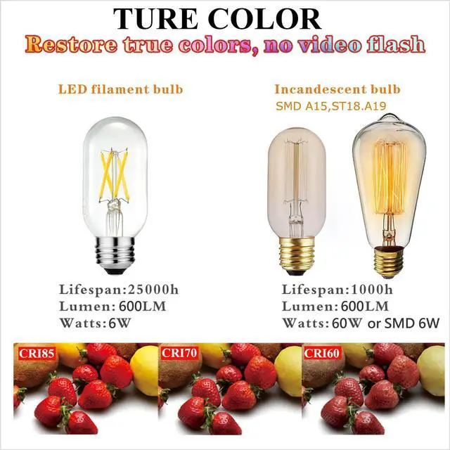 Alt view image 6 of 7 - T45 E26 Led Bulb 60 watt,Edison Bulbs,Neutral White 4000K,Clear | Dimmable,6w=60w led light bulbs,600lm,AC120V,ETL,No flicker,E26 Edison Bulb for Chandelier,Sputnik,Bathroom Light Bulbs,6Pack