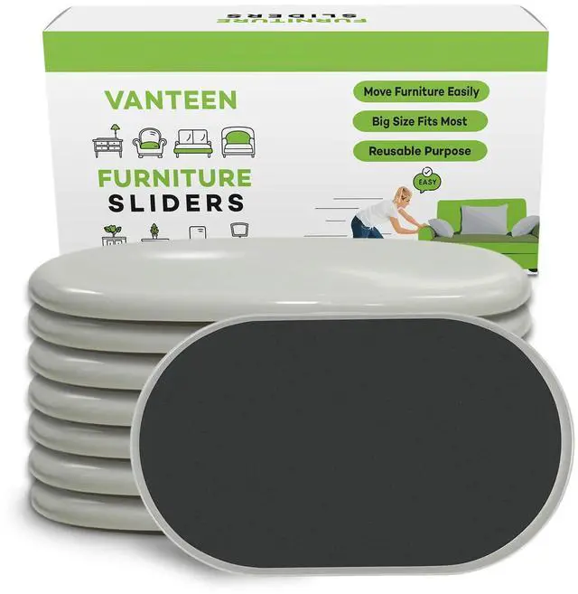 Main image of 8 Pieces Furniture Sliders, 9 1/2" Sliders for Carpet Hardwood Floors Large Heavy Furniture, Reusable Heavy-Duty Gliders Movers Plastic Moving Pads Protectors (8 PCS 9 1/2" Beige)