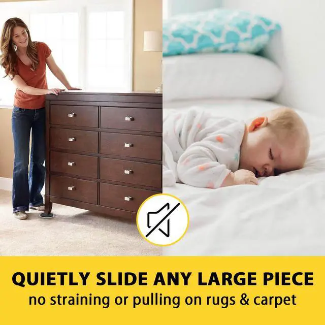 Alt view image 6 of 7 - 8 Pieces Furniture Sliders, 9 1/2" Sliders for Carpet Hardwood Floors Large Heavy Furniture, Reusable Heavy-Duty Gliders Movers Plastic Moving Pads Protectors (8 PCS 9 1/2" Beige)