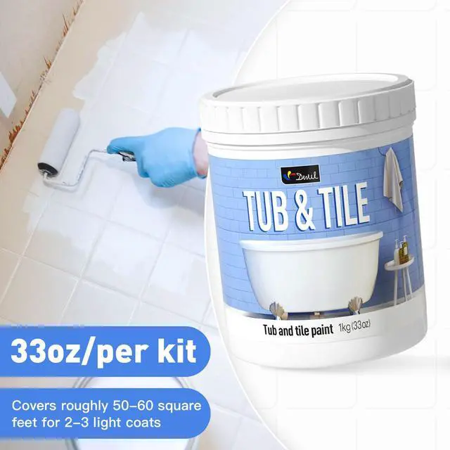 Alt view image 6 of 7 - Tub Paint, Tub and Tile Refinishing Kit 33oz with Tools, Tile Refinishing Kit White Bathtub Paint Water Based &Low Odor, Easy to Use Sink for Bathroom Kitchen, Semi-Gloss White, 50-55sq.ft