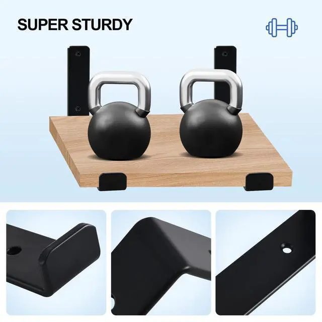 Alt view image 3 of 7 - 12 inch Shelf Brackets for DIY Floating Shelf, 1/5 inch Thick Heavy Duty Floating Shelf Bracket, Fit for Home, Kitchen, Bathroom, Garage, Living Room, 6-Pack Black, 11.25 x 6 x 1.5