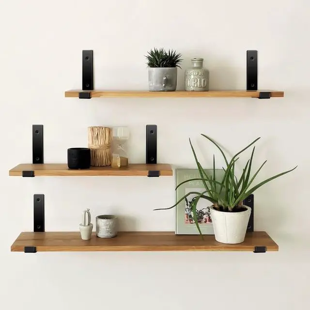 Alt view image 5 of 7 - 12 inch Shelf Brackets for DIY Floating Shelf, 1/5 inch Thick Heavy Duty Floating Shelf Bracket, Fit for Home, Kitchen, Bathroom, Garage, Living Room, 6-Pack Black, 11.25 x 6 x 1.5
