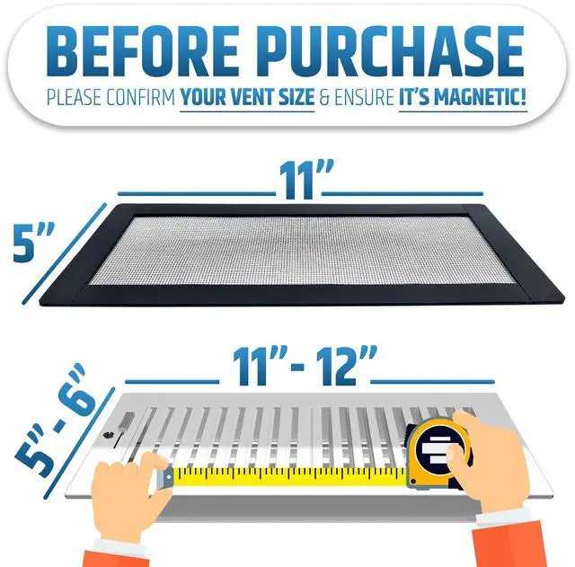 Alt view image 2 of 7 - Powerful Magnetic Vent Screen Mesh Covers (3-Pack) That Will Never Move or Fall - for Floor, Wall & Ceiling Registers of Width 5" to 6", Length 11" to 12" - Super Strong Neodymium Magnets | Black