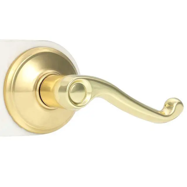 Alt view image 2 of 4 - Flair Hall/Closet Passage Door Handle, Reversible, Bright Brass | Hall or closet lever door handle with no lock, Easy to install, Certified durability, Universal fit