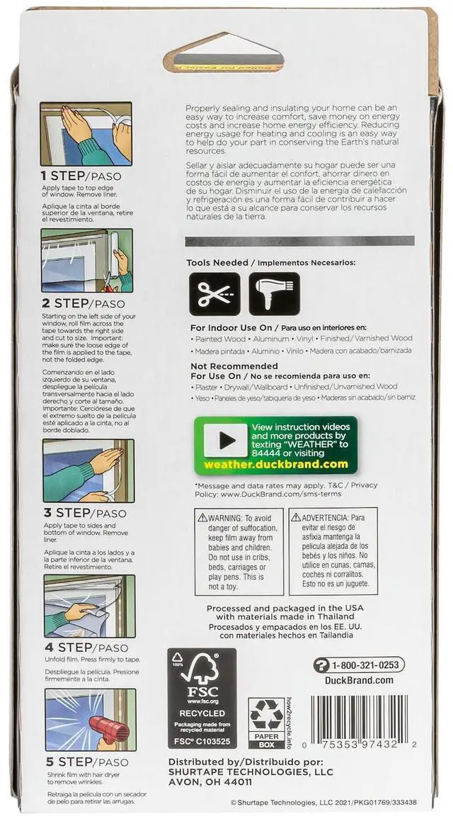 Alt view image 3 of 7 - MAX Strength Window Insulation Kit, Winter Window Seal Kit Fits up to 5 Windows, Heavy Duty Shrink Film Cuts to Size for Easy Indoor Installation, Window Tape Included,62 In. x 210 In., Clear