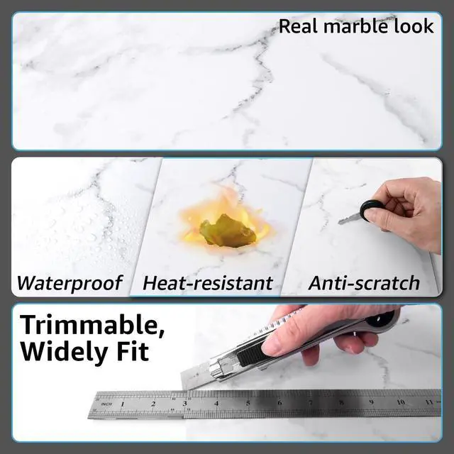 Alt view image 7 of 7 - 30-Pack Peel and Stick Vinyl Floor Tiles, Black & White Marble | 15 Tiles per Color, 12" x 12" Single Tile, Anti-Slip, Waterproof, Ideal for Kitchen, Bathroom, Living Room, Bedroom