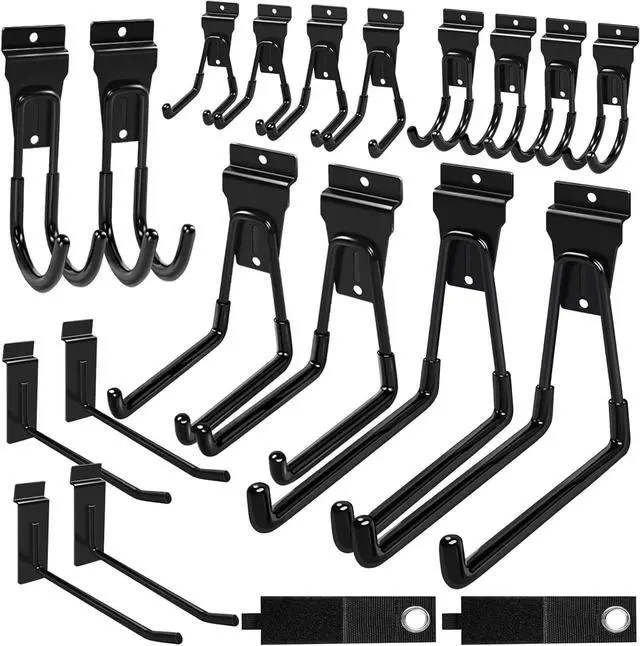 Main image of Slatwall Hooks Black 20Pack Firmly and Durable Slatwall Accessories | Perfect for Organizing Garden Tools and Heavy Duty Tools and Garage Hooks Organize Your Space Efficiently