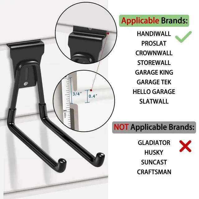 Alt view image 2 of 7 - Slatwall Hooks Black 20Pack Firmly and Durable Slatwall Accessories | Perfect for Organizing Garden Tools and Heavy Duty Tools and Garage Hooks Organize Your Space Efficiently
