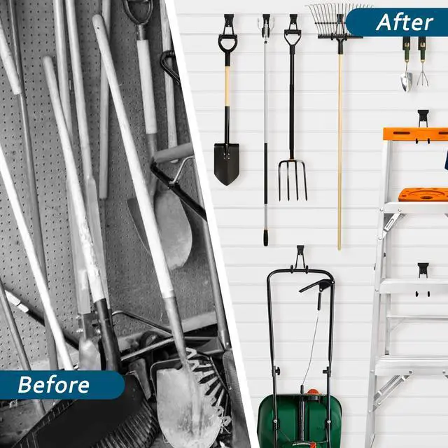 Alt view image 5 of 7 - Slatwall Hooks Black 20Pack Firmly and Durable Slatwall Accessories | Perfect for Organizing Garden Tools and Heavy Duty Tools and Garage Hooks Organize Your Space Efficiently