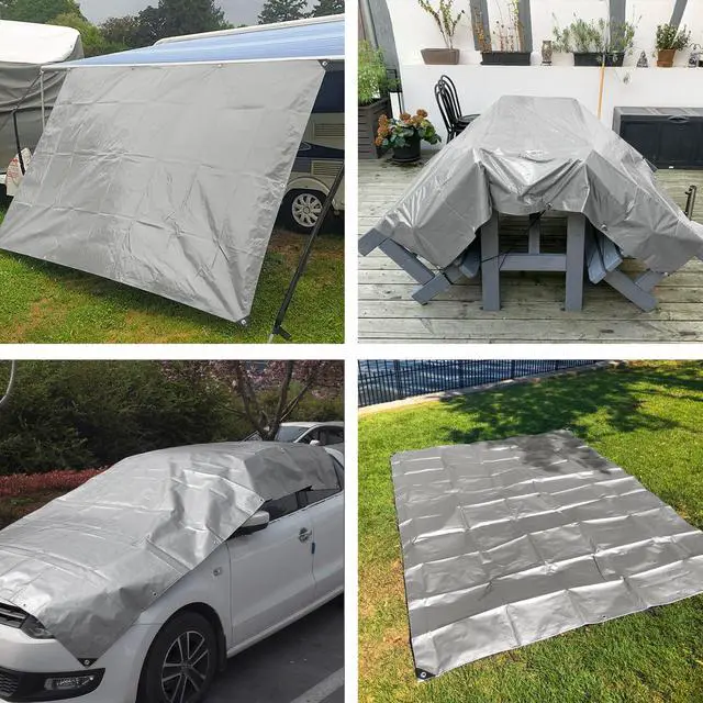 Alt view image 4 of 7 - Tarps Heavy Duty Waterproof 10x12 FT,Sliver 12 Mil Large Tarps with Grommets and Reinforced Edges,UV Resistant,Tear&Fade Resistant,Finished for Outdoors Patio Boat,Roof,Camping,10x12 FT