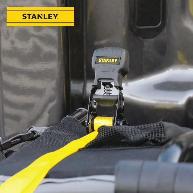 Alt view image 6 of 7 - S10002 Black/Yellow 1" x 10' Ratchet Tie Down Straps - 500 lb Safe Working Load / 1,500 lbs Break Strength, 2 Pack