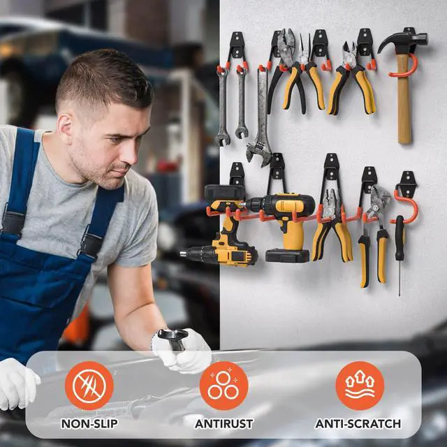 Alt view image 5 of 7 - Garage Hooks, Anti-Slip Heavy Duty Wall Mount Hooks, 30-Pack | Hanging Storage for Bikes, Ladders, Hoses, Ropes, Garden Tools - For Warehouse, Workshop, Shed, Shop, Yard