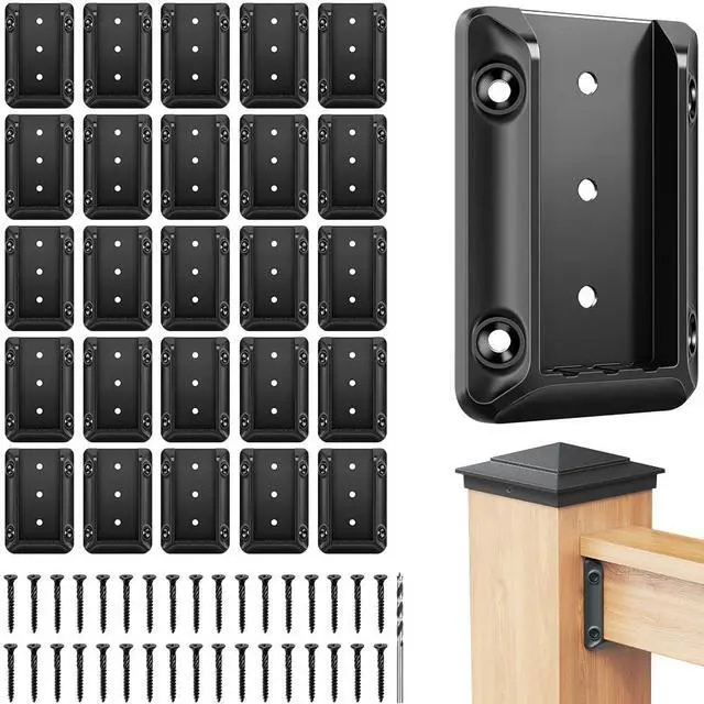 Main image of DN Mate 40 Pack Deck Railing Brackets for 2x4 (Actual 1.5x3.5) Handrail | Quick Setup,Strong Connection 2x4 Brackets for Wooden Fence Stair Porch, Includes Coated Screws and Drill Bit BC40