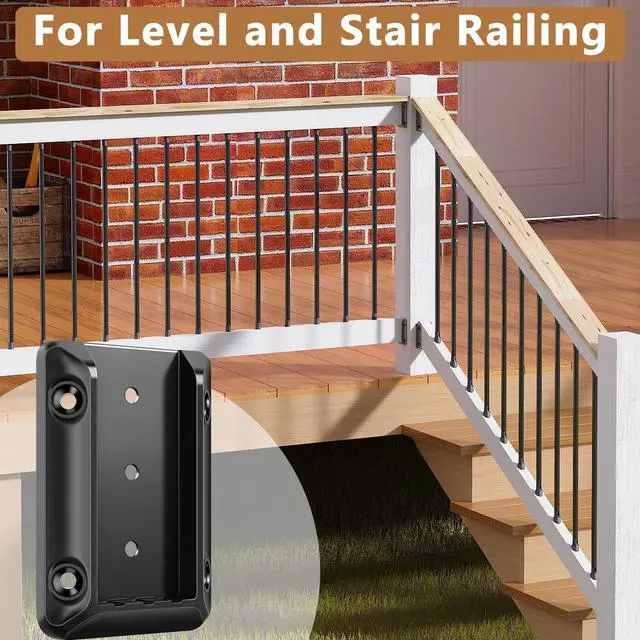 Alt view image 6 of 6 - DN Mate 40 Pack Deck Railing Brackets for 2x4 (Actual 1.5x3.5) Handrail | Quick Setup,Strong Connection 2x4 Brackets for Wooden Fence Stair Porch, Includes Coated Screws and Drill Bit BC40