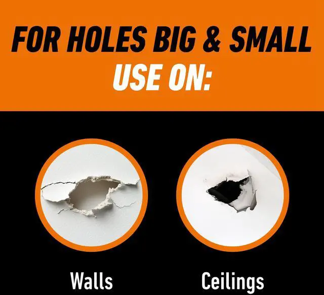 Alt view image 3 of 7 - Wall Repair Kit, Heavy Duty Spackling, 8 fl oz Tub, 4 in Patch | Includes 3 in Putty Knife, Sanding Block, Lightweight Drywall Filler, Strong Repairs for Walls and Ceilings