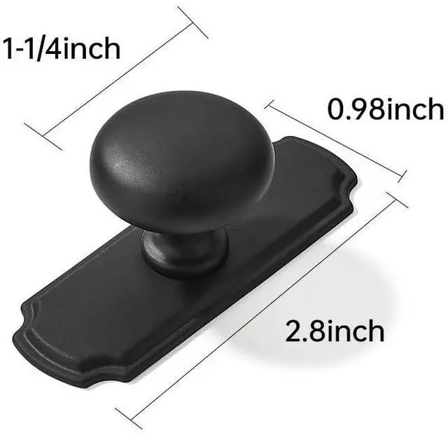 Alt view image 2 of 6 - 10 Pack 1-1/4 inch Backplate for Cabinet Knobs Matte Black Drawer Knobs Cabinet Hardware Vintage Aged with Backplate