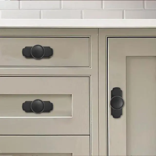 Alt view image 5 of 6 - 10 Pack 1-1/4 inch Backplate for Cabinet Knobs Matte Black Drawer Knobs Cabinet Hardware Vintage Aged with Backplate