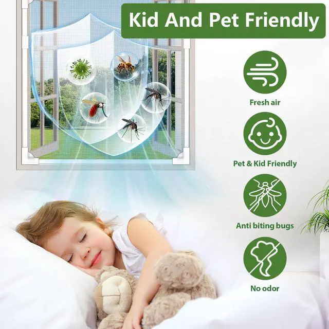 Alt view image 7 of 7 - Adjustable Magnetic Window Screen Max 39" x 59", White Frame | DIY Adjustable, Heavy Duty Fiberglass Mesh, Magnetic Window Screen Replacement, Easy Installation, Grey Mesh