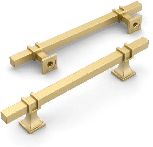 Alt view image 2 of 7 - 10 Pack Brushed Gold Cabinet Pulls 5 Inch(128mm) Hole Center Drawer Pulls Cabinet Hardware Kitchen Cabinet Handles for Bathroom Dresser Pulls ZH0067