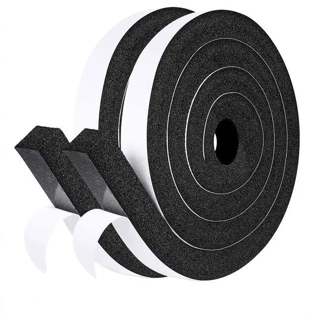 Main image of AC Window Seal Foam Tape, 1" x 1" Thick Foam Weather Strip, Black | High Resilience Foam Tape Seals Large Gaps Around Ac Windows and Doors, 6.5ft x 2 Rolls, Strong Adhesive, Install in Minutes