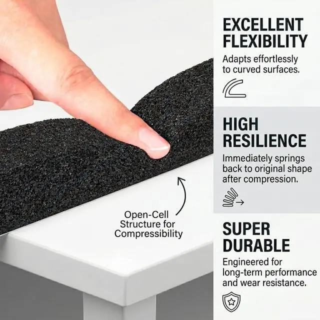 Alt view image 3 of 7 - AC Window Seal Foam Tape, 1" x 1" Thick Foam Weather Strip, Black | High Resilience Foam Tape Seals Large Gaps Around Ac Windows and Doors, 6.5ft x 2 Rolls, Strong Adhesive, Install in Minutes