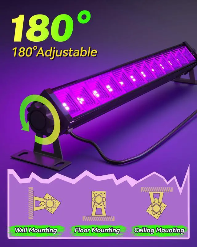 Alt view image 7 of 7 - 2 Pack 42W LED Black Light Bar, Glow Party Supplies, Halloween Blacklight | 6FT Cord+Switch+Plug, for Neon Parties, Fluorescent Poster Tapestry, Body Paint, Classroom, Bedroom, for Cabinet