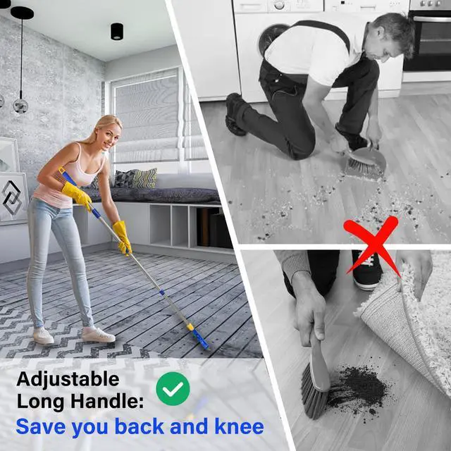 Alt view image 5 of 7 - Grout Brush with Long Adjustable Handle, Swivel Scrub Brush, V-Shape Grout Line Scrubber with Stiff Bristle for Deep Cleaning Tile Grout, Shower, Kitchen, Hard-to-Reach Corners