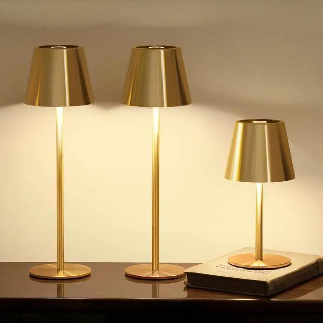 Main image of 3 Pack Cordless Table Lamp, Portable Battery Operated Lamp with 3 Color Temps and Stepless Dimming, Rechargeable Table Lamp for Dinner, Desk, Cafe, Outdoor (Brushed Gold)