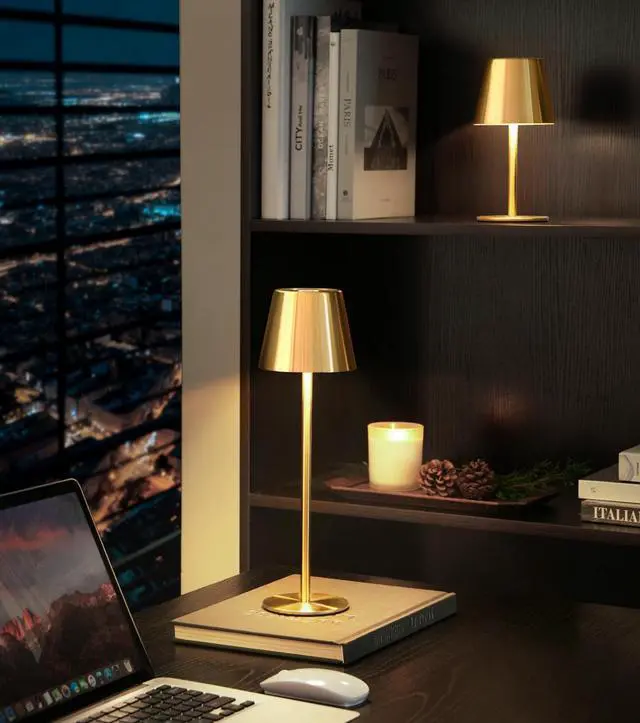 Alt view image 7 of 7 - 3 Pack Cordless Table Lamp, Portable Battery Operated Lamp with 3 Color Temps and Stepless Dimming, Rechargeable Table Lamp for Dinner, Desk, Cafe, Outdoor (Brushed Gold)