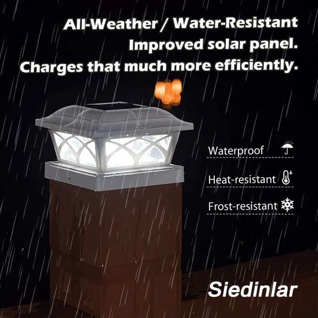 Alt view image 6 of 6 - Solar Post Cap Lights Outdoor Glass 2 Color Modes 8 LEDs for 4x4 5x5 6x6 Posts Fence Deck Patio Decoration Warm White & Cool White Lighting White (4 Pack)
