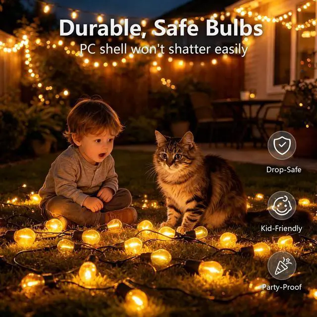 Alt view image 7 of 7 - S14 Replacement LED Light Bulbs, 1W S14 LED Bulbs, Outdoor String Lights | Shatterproof & Waterproof S14 LED Bulbs, E26 Base Patio LED Light Bulbs, Warm White 2200K Plastic 70LM Non-Dimmable 48 Pack