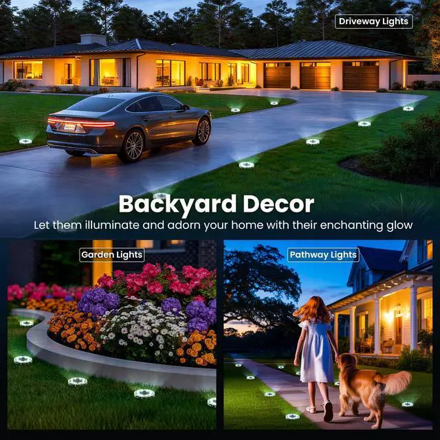 Alt view image 2 of 6 - Solar Ground Lights Outdoor, Pathway Lights 12 Pack Cool White | IP65 Waterproof Landscape Lighting for Walkway, Driveway, Pathway, Garden, Backyard Decor- Transparent Lampshade
