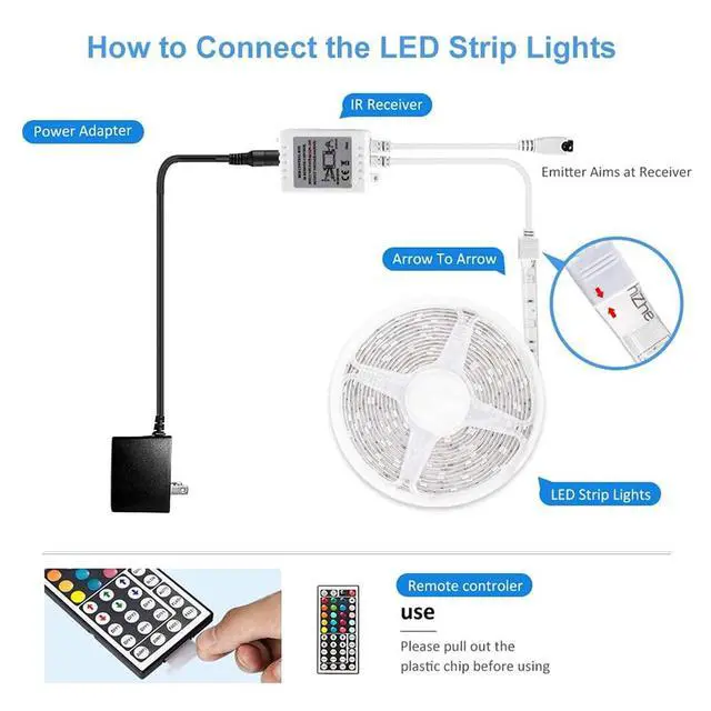Alt view image 3 of 7 - Led Strip Lights 16.4ft Waterproof Color Changing Led Lights with Remote Controller