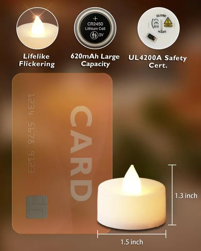 Alt view image 3 of 7 - 12-Pack Remote Flameless LED Battery Tea Light Candles, 400+Hrs | 2/4/6/8H Timer Flickering Tealight Votives for Halloween Pumpkins, Christmas Decor, Weddings and Home Ambiance