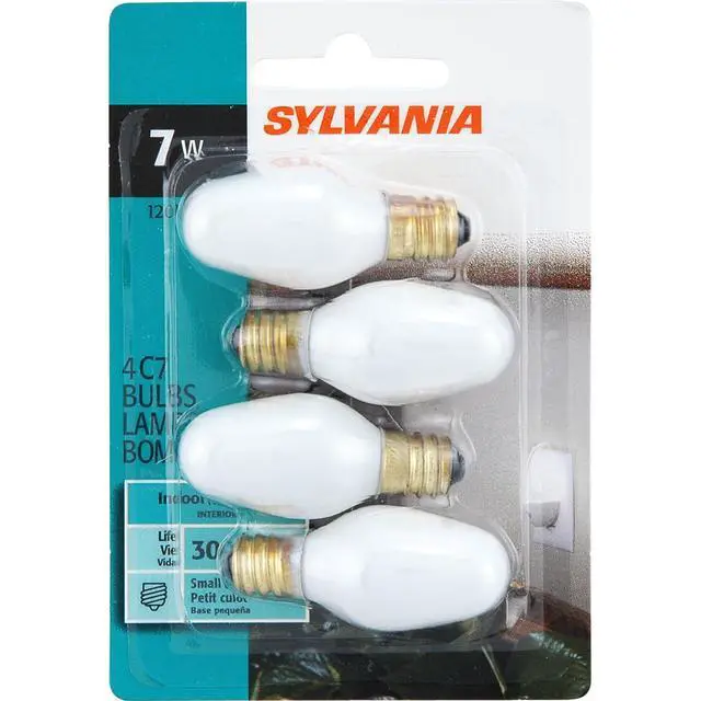 Alt view image 3 of 5 - 13544-7C7/W/BL/4PK 120V Night Light Bulb,Incandescent, Warm White 7 watts