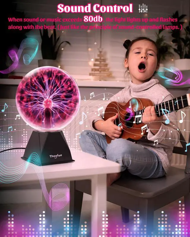 Alt view image 2 of 7 - Plasma Ball 8 Inch Plasma Lamp Touch & Sound Sensitive Plasma Globe | Red Electric Lightning Novelty Light for Parties, Home, Prop, Room Decoration