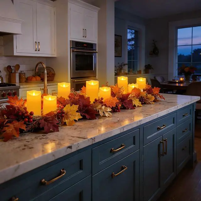 Alt view image 2 of 7 - Flameless Candles 4" 5" 6" Set of 6 Outdoor Indoor Pillars Battery Operated Flickering Candles Include 8-Key Remote Timer Function, Ivory Fake Plastic Candles for Wedding, Aniversary,Christmas Decor