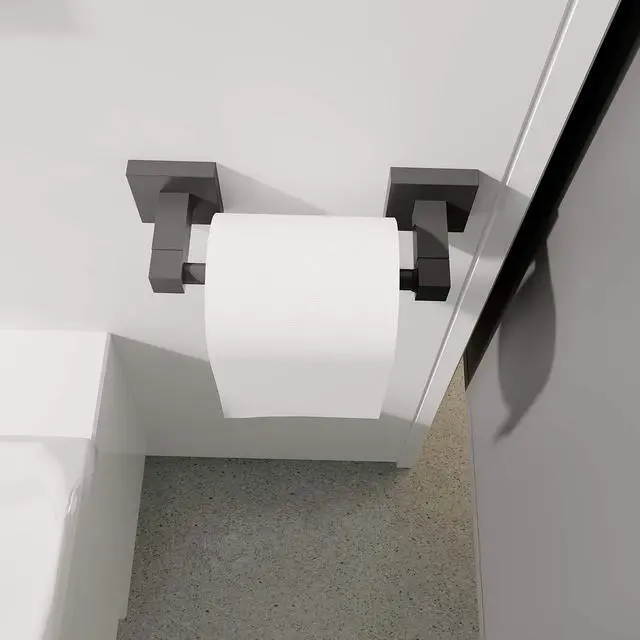 Alt view image 3 of 7 - Matte Black Toilet Paper Holder Wall Mount for Bathroom