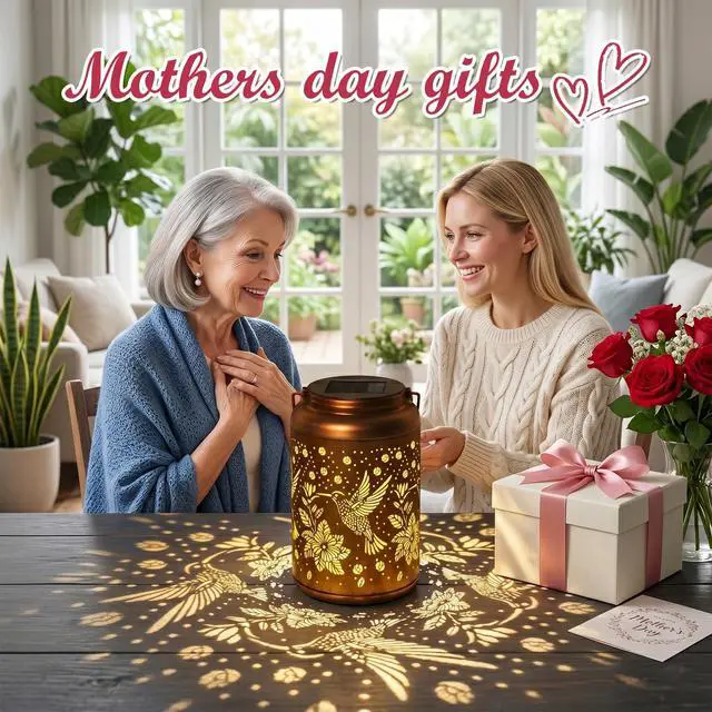 Alt view image 3 of 7 - Birthday Day Gifts for Women, Solar Lanterns Outdoor Waterproof | Hummingbird Hanging Solar Lights Outside Gardening Gifts, Garden Decor, Mothers Day Gifts for Mom Grandma
