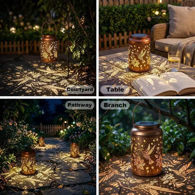 Alt view image 2 of 7 - Birthday Day Gifts for Women, Solar Lanterns Outdoor Waterproof | Hummingbird Hanging Solar Lights Outside Gardening Gifts, Garden Decor, Mothers Day Gifts for Mom Grandma