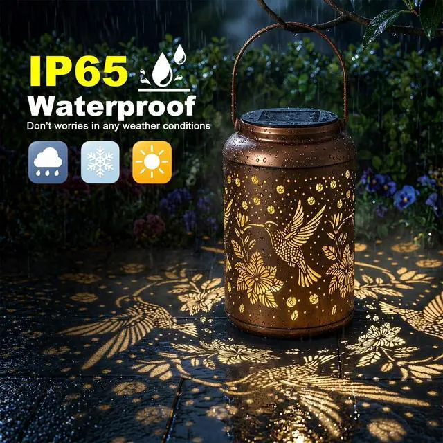 Alt view image 5 of 7 - Birthday Day Gifts for Women, Solar Lanterns Outdoor Waterproof | Hummingbird Hanging Solar Lights Outside Gardening Gifts, Garden Decor, Mothers Day Gifts for Mom Grandma