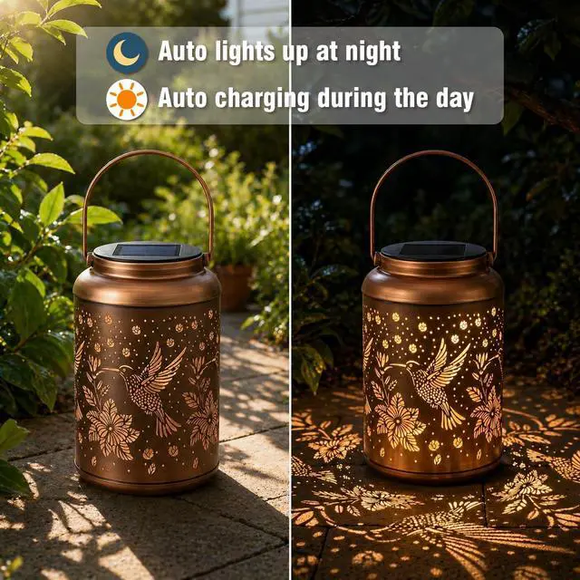 Alt view image 6 of 7 - Birthday Day Gifts for Women, Solar Lanterns Outdoor Waterproof | Hummingbird Hanging Solar Lights Outside Gardening Gifts, Garden Decor, Mothers Day Gifts for Mom Grandma