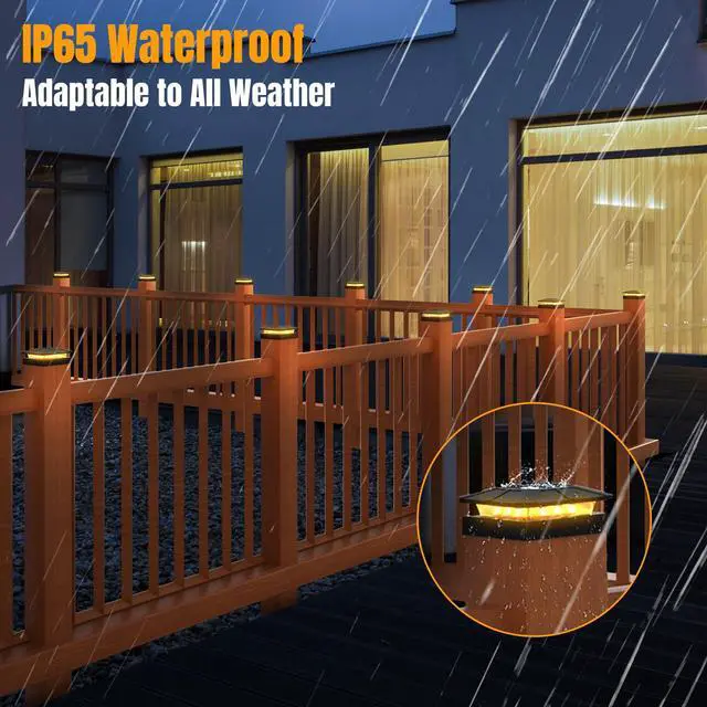 Alt view image 5 of 7 - 4x4 Solar Fence Post Cap Lights Outdoor Waterproof, 8 Pack | IP65, 3 Modes Auto On/Off,Deck, Garden, Patio, Deck, Backyard, Porch, Sidewalk