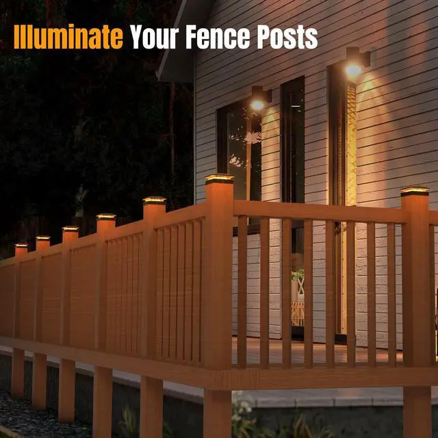 Alt view image 7 of 7 - 4x4 Solar Fence Post Cap Lights Outdoor Waterproof, 8 Pack | IP65, 3 Modes Auto On/Off,Deck, Garden, Patio, Deck, Backyard, Porch, Sidewalk