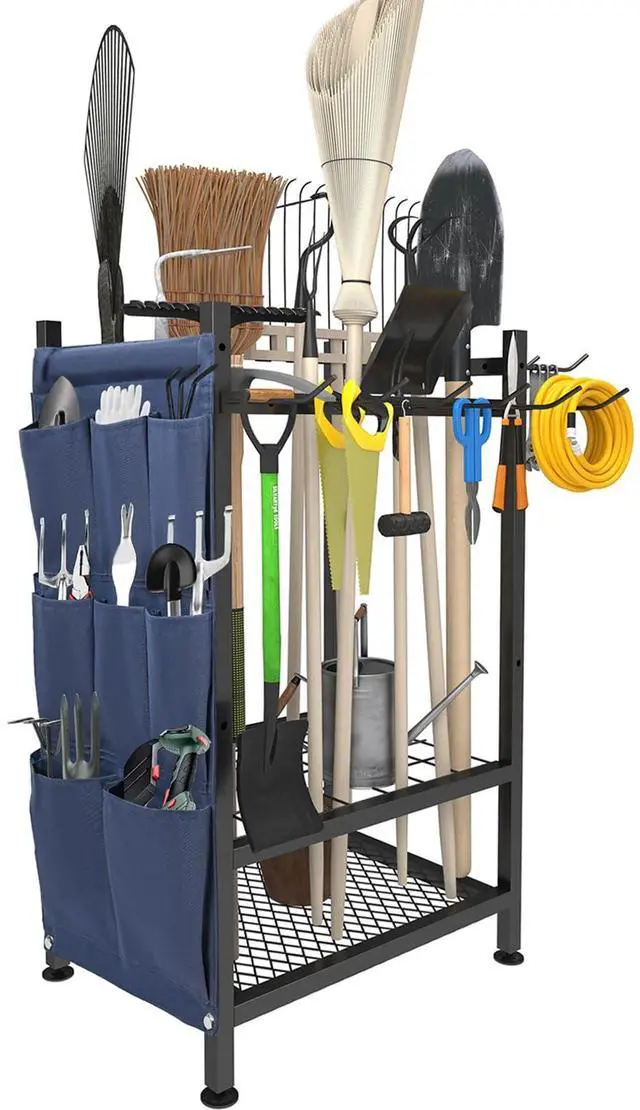 Main image of Garden Tool Organizer, Garden Yard Tool Rack for Garage, Garage Organization and Storage, Metal Yard Tools Storage up to 46 Tools/Rake/Broom/shovel/, Suitable for Garage, Yard, Patio, Shed