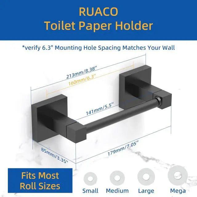 Alt view image 6 of 7 - Matte Black Toilet Paper Holder Wall Mount for Bathroom