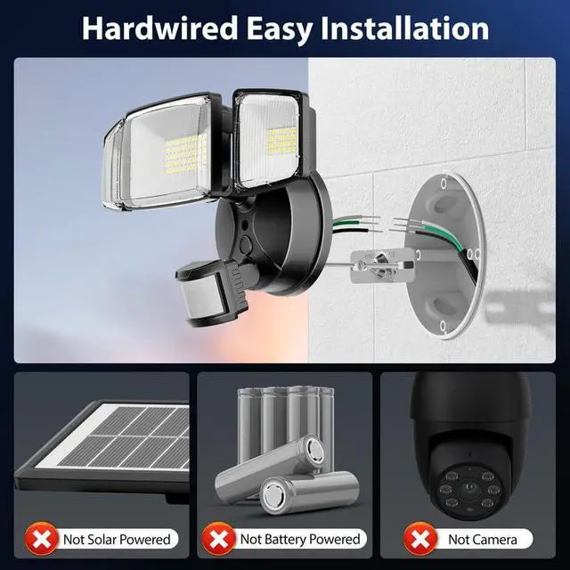 Alt view image 2 of 7 - 100W LED Motion Sensor Outdoor Lights, Dusk to Dawn Flood Light Outdoor Motion Sensor, Hardwired Security Lights Floodlights Outside 11000LM 6500K Daylight IP65 Waterproof (Black)