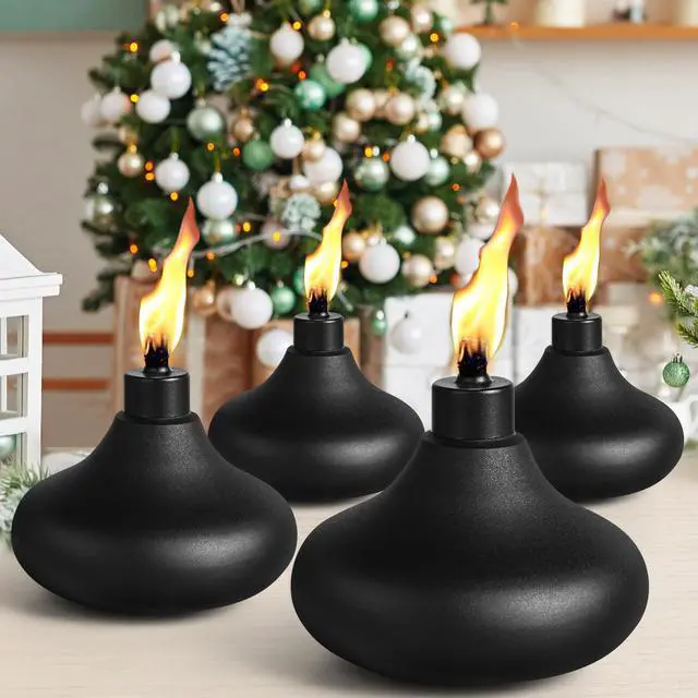 Alt view image 7 of 7 - 4 Pack Table Top Torches, 24.5oz Citronella Torches for Outside, Decorative Tabletop Lantern for Yard, Patio, Deck, Garden, Party, Landscape