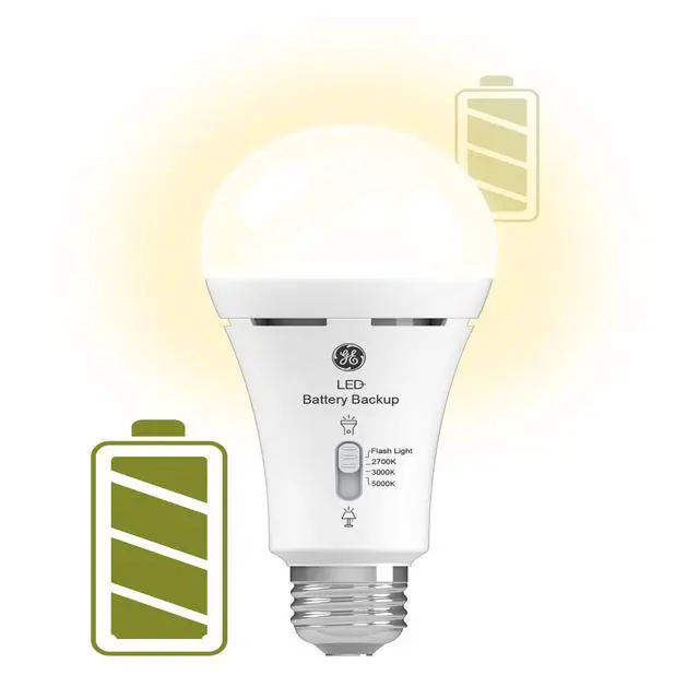 Alt view image 5 of 7 - LED+ Battery Backup Emerncy Light Bulbs A21, 3 Colors, 2 Pack | Stays on during power outas, built-in recharable battery, 3 color temperatures, A21 LED, flashlight mode, emerncy ready