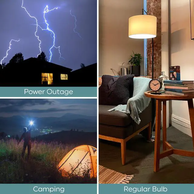 Alt view image 7 of 7 - LED+ Battery Backup Emerncy Light Bulbs A21, 3 Colors, 2 Pack | Stays on during power outas, built-in recharable battery, 3 color temperatures, A21 LED, flashlight mode, emerncy ready